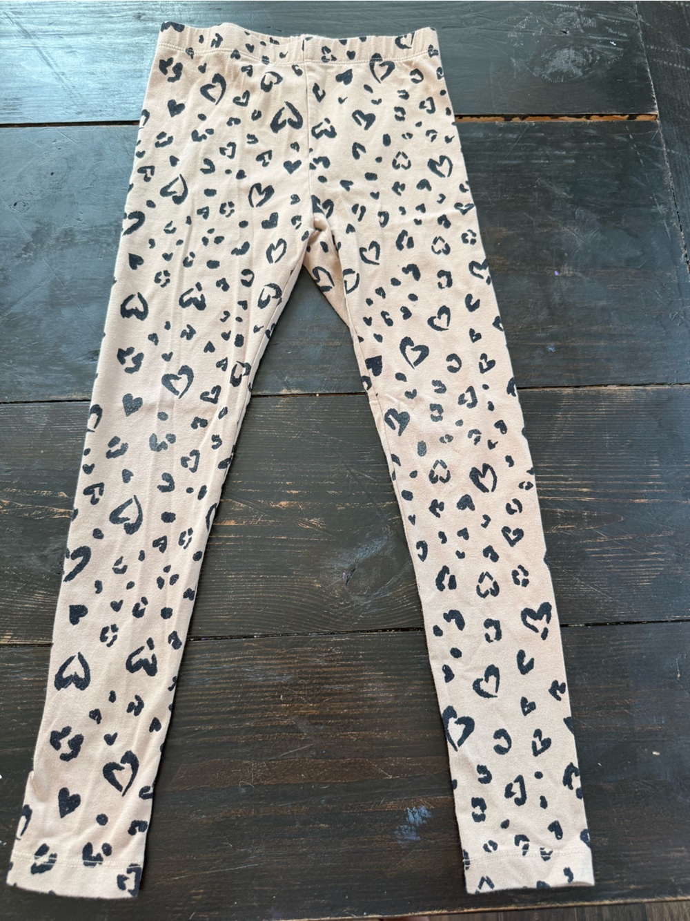 Tucker + Tate Beige Leggings with Black Heart Leopard Print